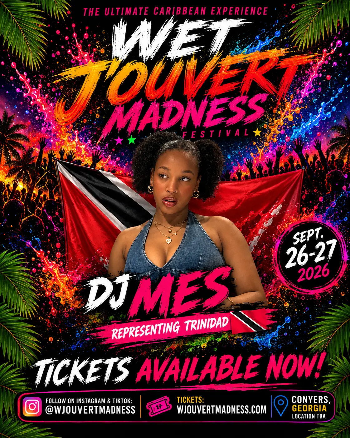 DJ Mes representing Trinidad at Wet J'Ouvert Madness Festival